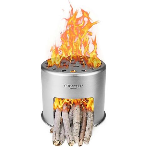 Réchaud à bois de camping ultra-léger en titane, idéal pour la survie, la randonnée, la cuisine, les pique-niques et la chasse. (1/5)