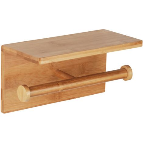 Wenko – Porte-papier toilette en bambou naturel – Dimensions 25 x 13 x 12 cm – Résistant à l'humidité – Montage mural inclus (1/5)