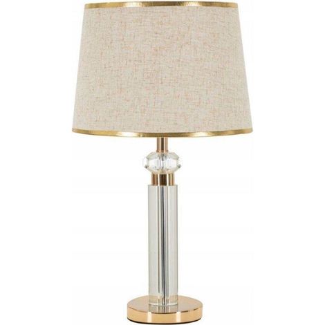 eurofirany Lámpara de mesa Praga dorada beige 52,5 cm