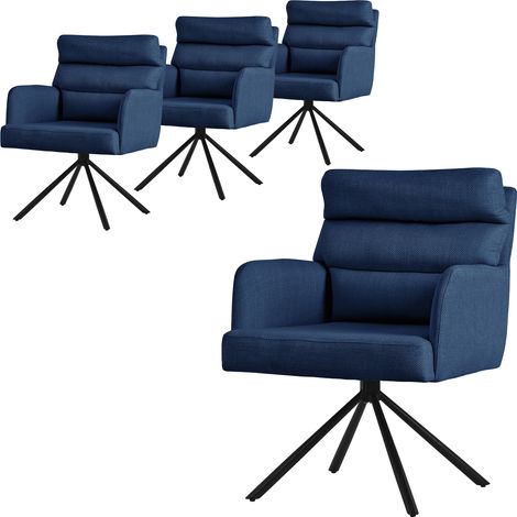 ML-Design Set di 4x Sedie da Pranzo Girevole Blu Scuro Sedia da Soggiorno con Braccioli e Schienale Poltroncina Posizione Auto Poltrona Sedia Imbottita con Cuscino e Rivestimento in Poliestere