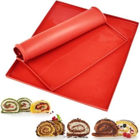 2 tappetini da forno in silicone, tappetini per rotolo di torta, teglia antiaderente per rotolo di torta, teglia per biscotti, 30 x 25 cm (1/4)