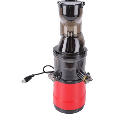 Extracteur de jus à pression à froid avec large goulotte d'alimentation, 350 W, extraction lente avec séparation de la pulpe, pour fruits et légumes entiers, rouge, prise américaine (1/5)