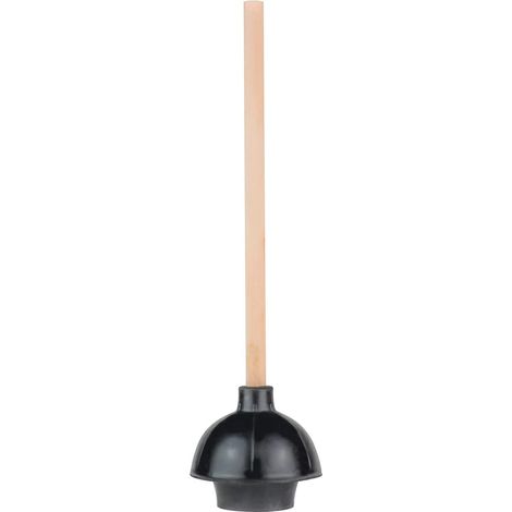 Plongeur Pour Toilettes - Ventouse En Caoutchouc Naturel Double Action - Manche En Bois Antidérapant - Pour Toilettes Éviers Baignoires - 1 Pièce (1/5)