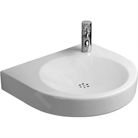 Duravit Architec - Lavabo PMR, 575x520 mm, sans trop-plein, trou pour robinetterie à droite, blanc 0443580008 (1/3)