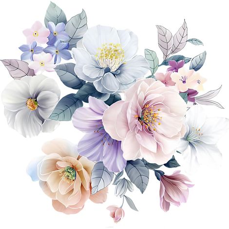 Stickers Muraux Fleur de Pivoine, Stickers Muraux Vintage Fleur, Autocollant Mural Décoratifs Pivoine, Peint Chambre Décoration Fond (1/5)