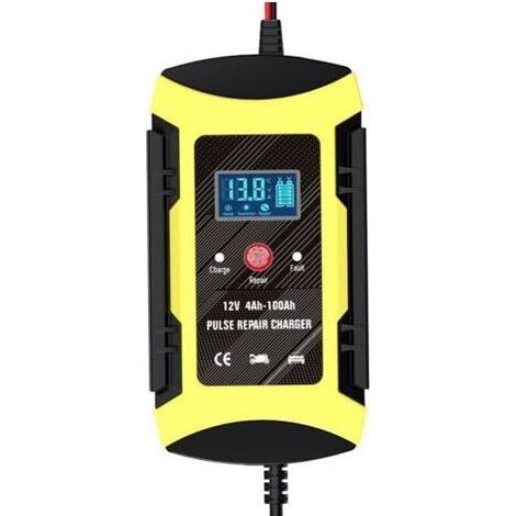 jauneChargeur 12 V pour batteries de voiture et de moto, chargeur de réparation par impulsions, compatible avec les batteries au plomb-acide (1/5)