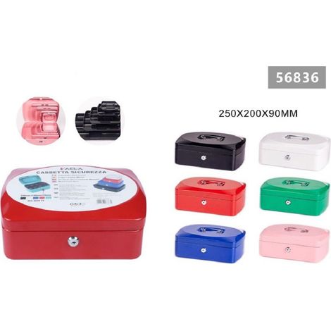 TRADE SHOP - Cassetta Portavalori Cassaforte Sicurezza In Metallo Chiavi 25 X 19 X 9 Cm 56836 -