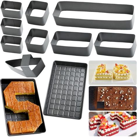 Moule à Gâteau de Chiffres et de Lettres Réglable,10 Pièces Moule à Gâteau Antiadhésif,36.7 x 22.7 x 5.1 cm Moules de Cuisson Chiffres Grands,Acier au Carbone,Pour Mariage,Anniversaire,Baptême (1/5)