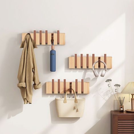 Ultrixe 6-Haken-Wandgarderobe, Eckgarderobe aus Massivholz zum Aufhängen von Mänteln, Schals, Handtaschen und mehr, für Schlafzimmer und Ankleidezimmer (1/4)