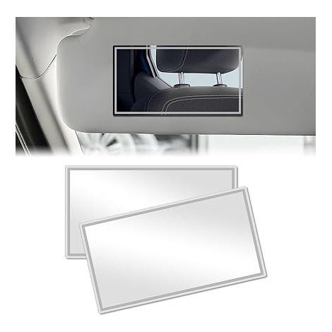 Car Vanity Mirror, 2 Pieces Large Car Makeup Mirror, Car Sun Visor Mirror, Self-Adhesive Makeup Mirror, HD Mirror for Cars and Bathrooms (150 x 80 mm) (1/5)