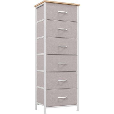 Stoffkommode mit 6 Schubladen, Aufbewahrungsschrank für Schlafzimmer, Wohnzimmer, Flur, Aschgrau (1/5)