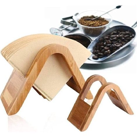 Porte-filtre à café en bois - Café filtré - Design simple - Porte-filtre à café - Durable - Convient à tous les filtres - Pour la maison, le bureau, le café (1/5)