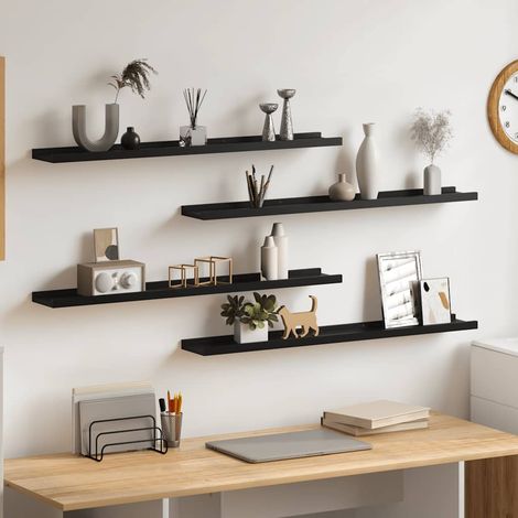 Lot de 4 Étagères murales  Armoire murale Meuble Étagère Noir 80x9x3 cm 10495 (1/5)