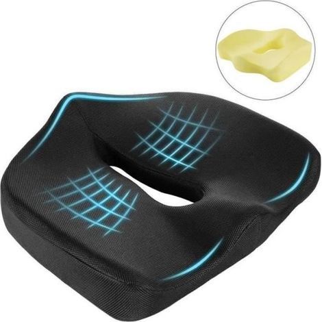 Coussin de Siège en Mousse à Mémoire Coussin Orthopédique Coccyx Sciatique Soulager les douleurs Ergonomique Coussin Anti Escarres