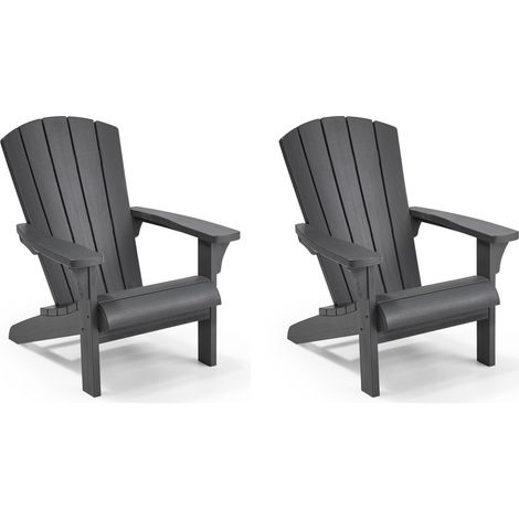 Keter Troy Adirondack Gartenstuhl - 2er-Set - 81x80x96,5 cm - Graphit (1/4)