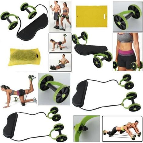 Roue Abdominale - 2 Pièces - Avec Corde de Résistance à 6 Niveaux - Pour Entraînement Abdominal Dos Épaules Bras - Usage Intérieur Extérieur Bureau - Lot de 2 (1/4)