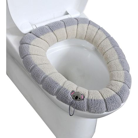 Funda para asiento de inodoro, lavable, con asa, reutilizable, gris. (1/4)