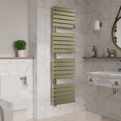 Flat Panel Electric Heated Towel Rail Brushed Brass 1800x500mm (1/5)