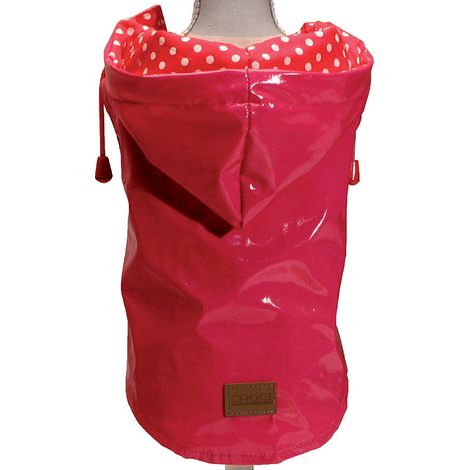 20 cm: Impermeabile RAINDROP CHERRY con cappuccio e foro per guinzaglio per cani