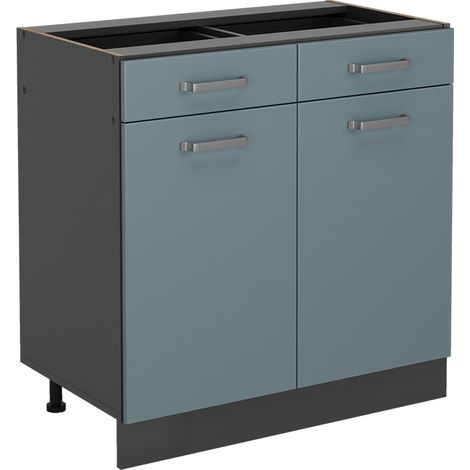 Mobiletto base per cucina R-Line, Grigio-blu, 80 cm senza piano di lavoro, Vicco