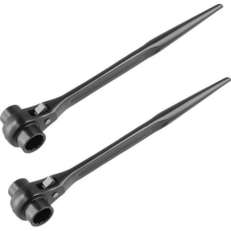 Lot de 2 clés à cliquet réversible 19/22 mm pour échafaudage - Clé d'échafaudage droite/gauche en acier CR-V - Longueur 315 mm - Double cliquet (1/5)