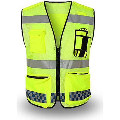 Gilet de sécurité réfléchissant avec poches et fermeture éclair, construction haute visibilité, travail respirant pour hommes et femmes. (1/5)