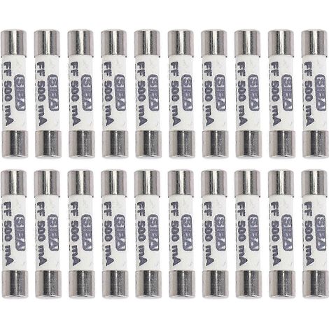 10 fusibles en céramique blanche, 1000V 500mA, 6,3 x 32 mm, compatibles avec les multimètres. (1/5)