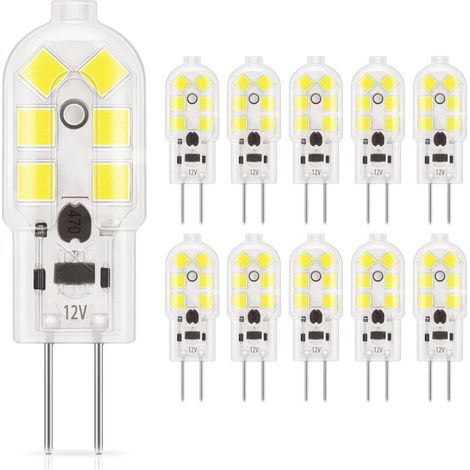 G4 LED 1.5W Ampoule, 120LM, AC / DC 12V Ampoules d'éclairage équivalent à 20W halogène, Lumière du jour 6000K, Non dimmable, remplacement pour hotte et lusture, Lot de 10 [Classe énergétique E] (1/5)