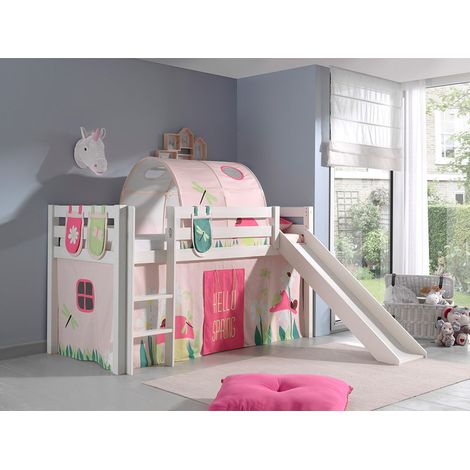 Letto Mi-High 90x200 con sponda e molla Vipack Pino Cover - Bianco