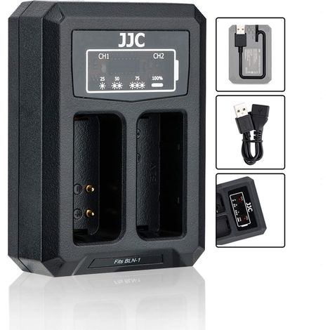 Chargeur de Batterie Double USB Adaptateur pour OM-D E-M1, E-M5, E-M5 Mark II, E-P5, PEN-F Appareil Photo Numérique pour BLN-1 Batterie (1/5)