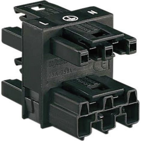 WAGO  Netz-Verteiler Netz-Stecker - Netz-Buchse, Netz-Buchse, Netz-Buchse Gesamtpolzahl: 2 + PE Schw