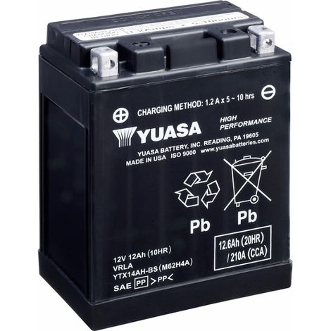 Batterie moto YUASA YTX14AH-BS 12V 12.6AH 210A (1/2)