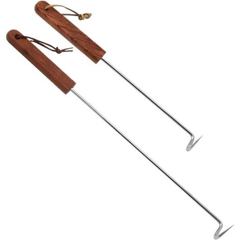 Set di utensili per barbecue da 2 pezzi: forchetta in acciaio, paletta per carne con manico in legno, accessori per barbecue in acciaio inox (1/5)