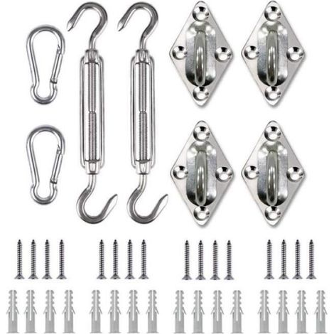 Kit fixation pour voile d’ombrage - - accessoires M5 acier inoxydable 304 - pour voiles carrées triangulaires (1/5)