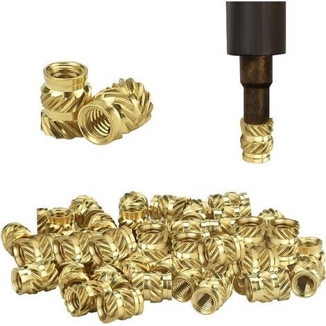 50 Stück Messingmuttern mit Innengewinde, Gewindeeinsatz M3, oxidationsbeständig, korrosionsbeständig, verformungsbeständig – Gold (1/5)