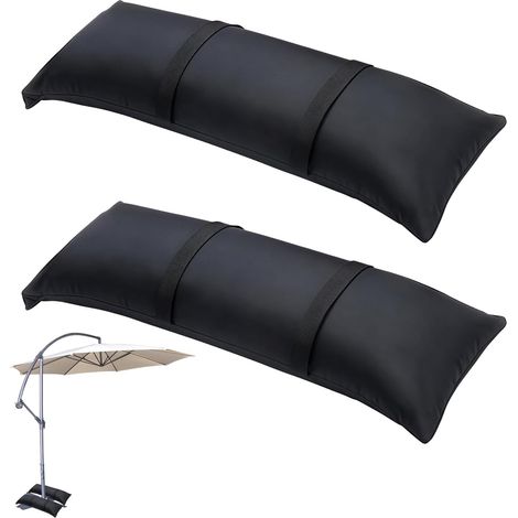 Lot de 2 sacs de sable pour parasol - Sacs de lestage en tissu Oxford - Sacs de sable pour tonnelle et extérieur (noir) (1/5)