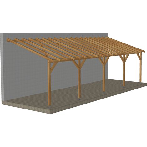 Toit de terrasse 9x3 - Tuilable pente 30% - Bois massif traité CL3 Marron - Robuste Sans la visserie et sans les pieds de poteaux (1/5)