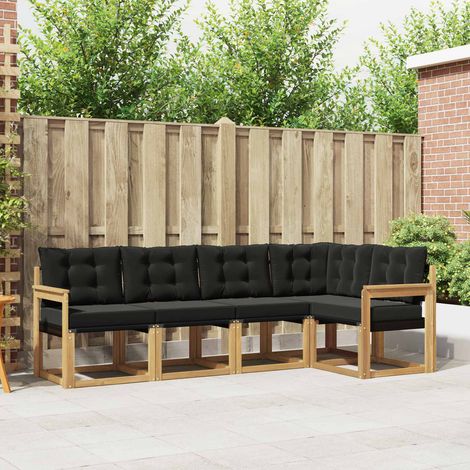 vidaXL Outdoor-Sofagarnitur 5 Stk. Weiß und Schwarz (1/5)