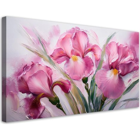Tableau déco Fleurs peintes roses 80x40 (1/5)