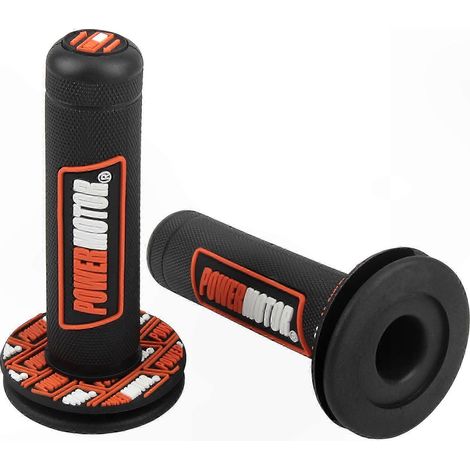 Poignées universelles en caoutchouc 7/8" (22/24 mm) pour guidons de motocross, enduro et dirt bike. Accessoires moto. Embouts de guidon orange. (1/2)