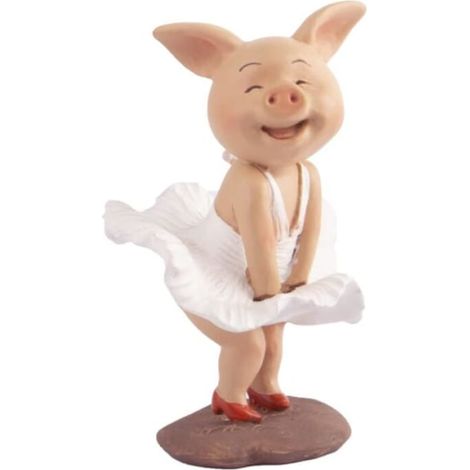 Figurine de cochon mignon en résine, modèle d'animal cartoon pour décoration, objet décoratif créatif pour maison et bureau