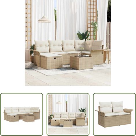 Poly Rattan - Gartensofa-set mit Kissen mit Speicher 7 pcs Poly Rattan (1/5)