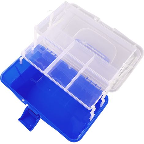 Boîte à outils pliable en plastique à trois compartiments avec poignée de transport, organisateur multifonctionnel adapté aux fournitures artistiques, aux outils de bricolage et aux accessoires cosmét (1/5)