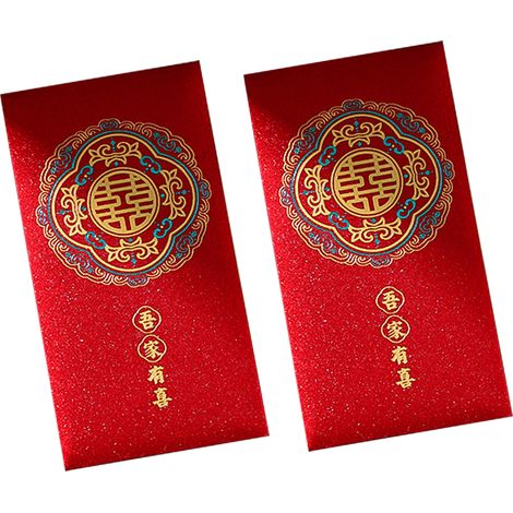 Lot de 2 enveloppes rouges portables, mini-enveloppes rouges de mariage, accessoires festifs