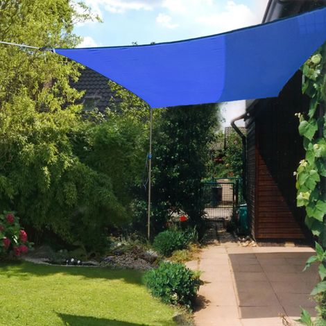 Blue Outdoor Sun Shade Sail Garden Patio Sunscreen Awning Canopy Shade UV Block Square 5x5m (1/4)