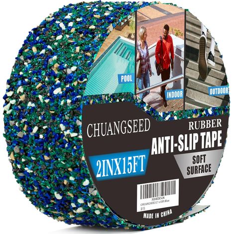Anti Slip Tape for stair and pool,2Inch x 15Feet,Ruban antidérapant bleue,Ruban adhésif antidérapant pour escaliers,piscine,marches,Sol,Bandes antidérapant avec grains de caoutchouc colorés (1/5)