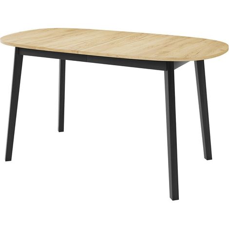 Table Edmond 114, Chêne doré artisanal + Noir, 77x80x150cm, Allongement, Stratifié, Bois (1/4)