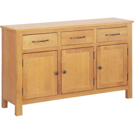 Buffet bahut armoire console meuble de rangement 112 cm bois de chêne massif