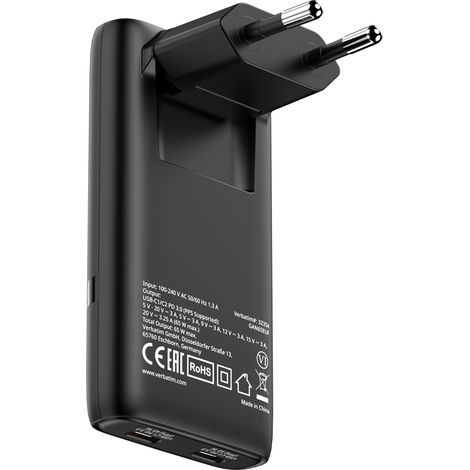 Verbatim 32354 cargador de dispositivo móvil Portátil, Smartphone, Tableta Negro Corriente alterna Carga rápida Interior (1/5)