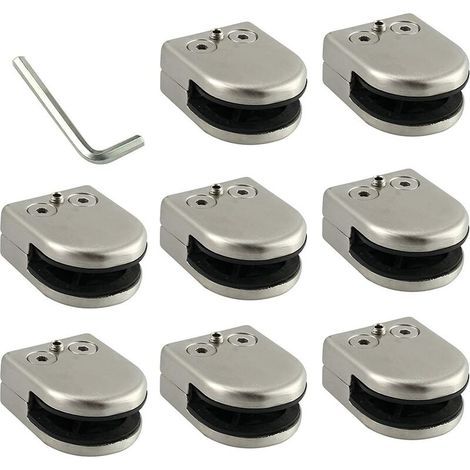 Pince De Verre En Acier Inoxydable 304 Clip En Verre Pince Support Dos Plat Finition Chromig pour Balustrade Escalier Main courante 8 PCS 6-8mm (1/5)